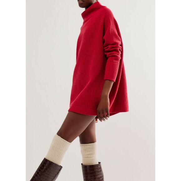 Free People Ottoman Ribbed Mock Neck Slouchy Tunic Sweater – Small - Picture 2 of 9